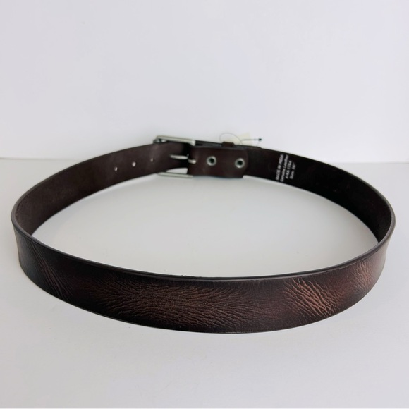 Transit Leather Distressed Brown Silver Tone Buckle Leather Jean Belt Size 40 - Picture 4 of 6